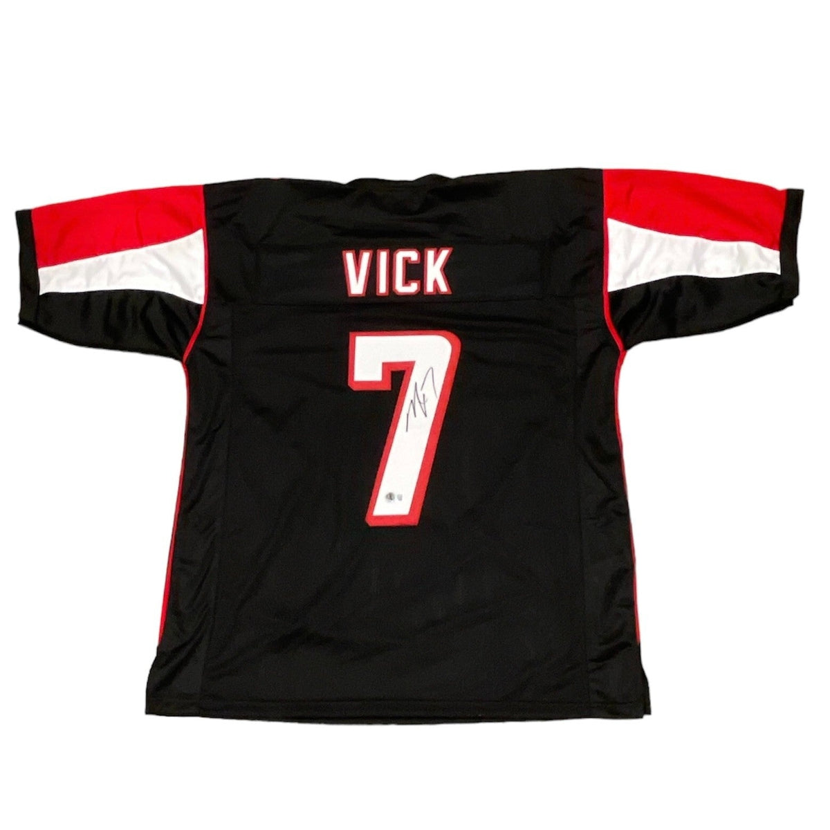 Michael Vick Signed Atlanta Falcons Custom Black Jersey Beckett Witness BAS COA