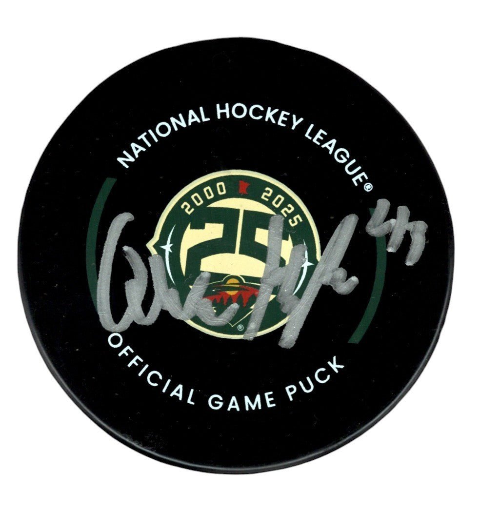 Quinn Hughes Signed Minnesota Wild 25th Anniversary Logo Game Puck Fanatics COA