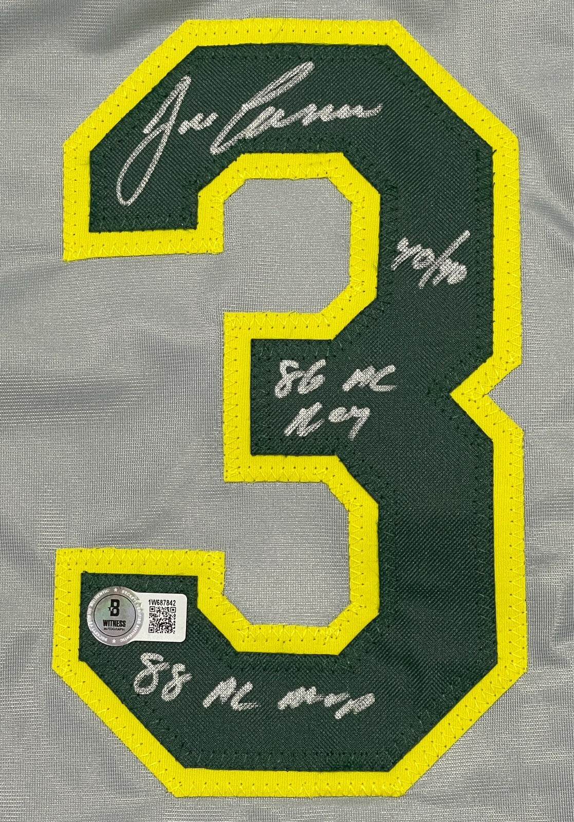Jose Canseco Signed Athletics Custom Jersey w/ 3 Insc Beckett Wit BAS COA