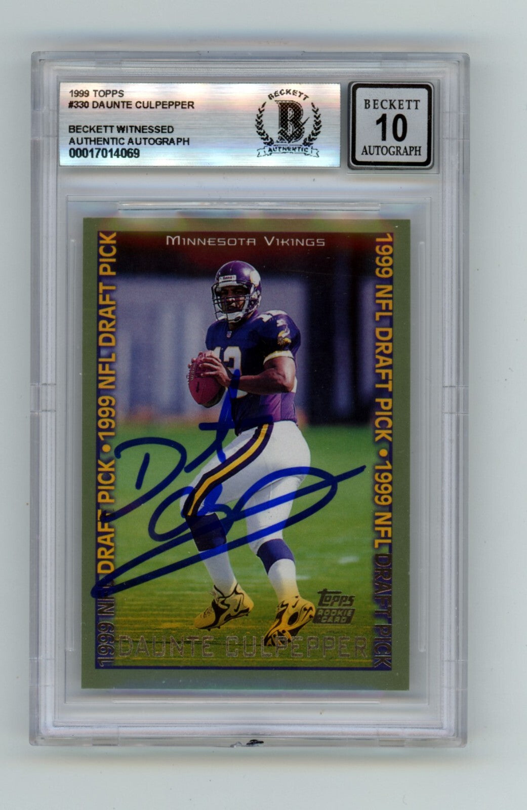 Daunte Culpepper 1999 Topps #330 Rookie RC Signed Beckett BGS 10 Auto Vikings