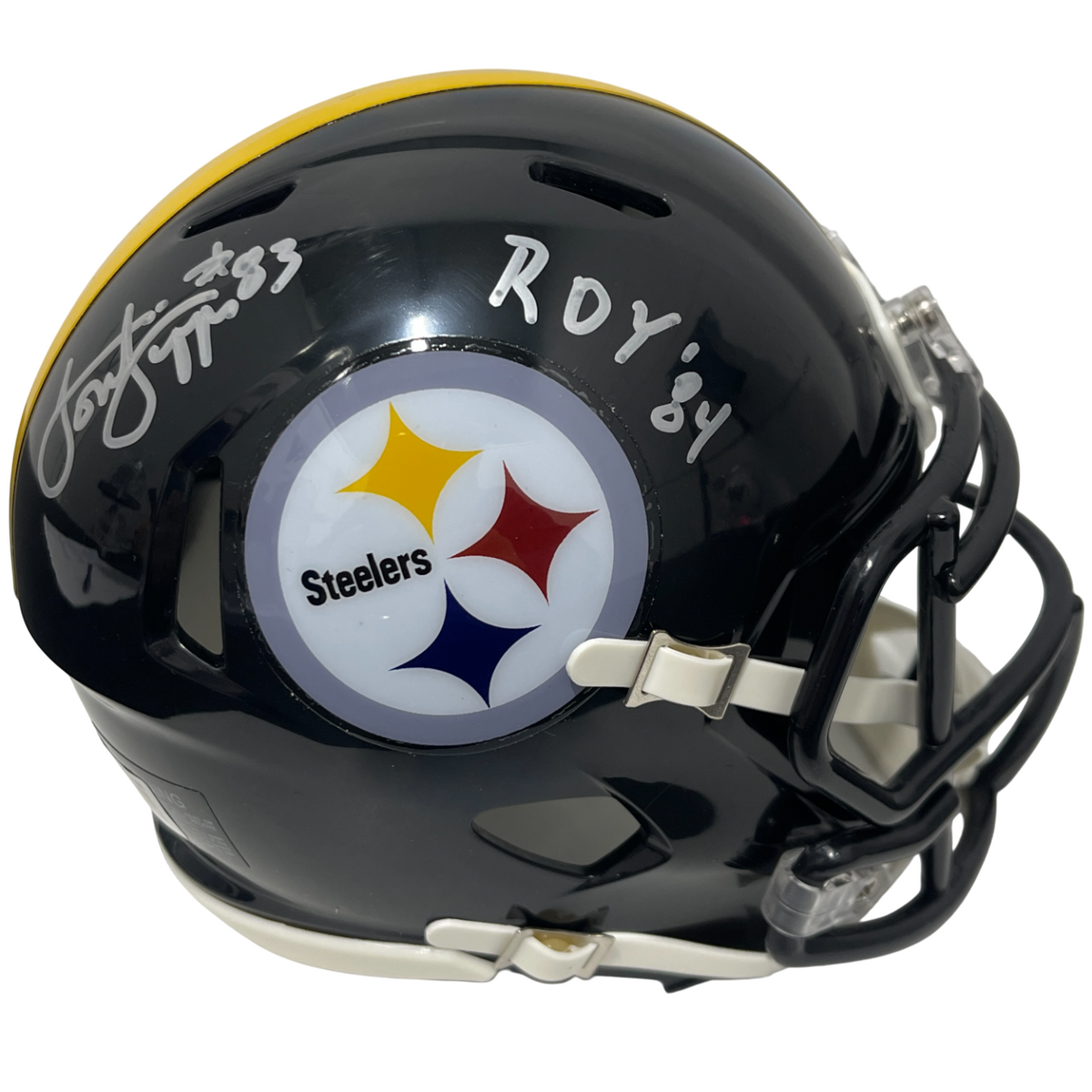 Louis Lipps Signed Steelers Speed Mini Helmet w/ ROY 84 Beckett Witness BAS COA