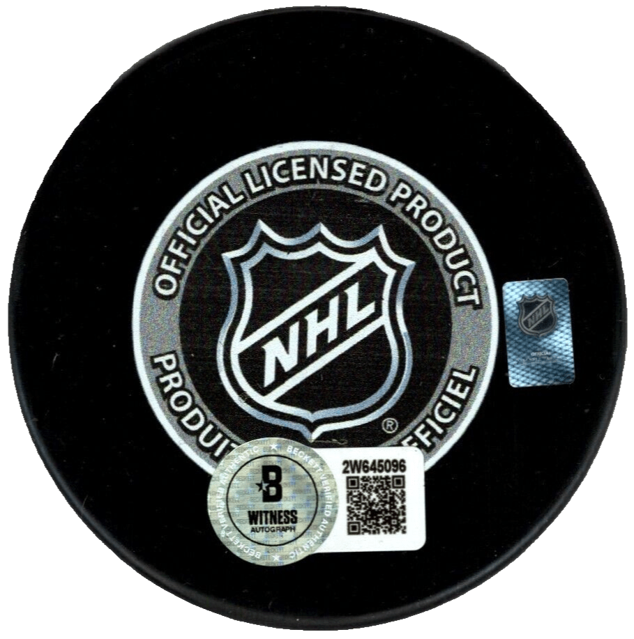 Brett Hull Signed 1999 Stanley Cup Dallas Stars Puck Beckett Witness BAS COA