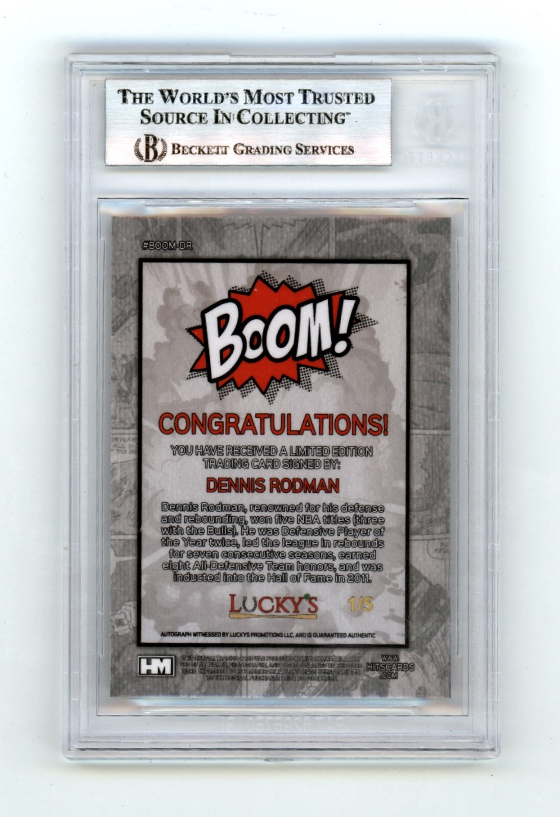 Dennis Rodman 2024 Hits Memorabilia BOOM Red #/5 Signed BGS BAS Auto Bulls
