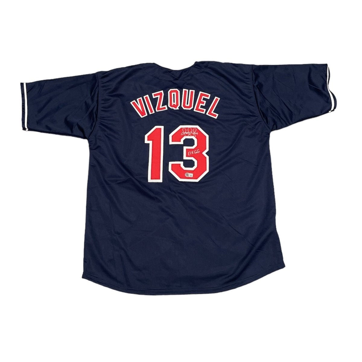 Omar Vizquel Signed Cleveland Custom Jersey w/ 11x GG Beckett Witness BAS COA