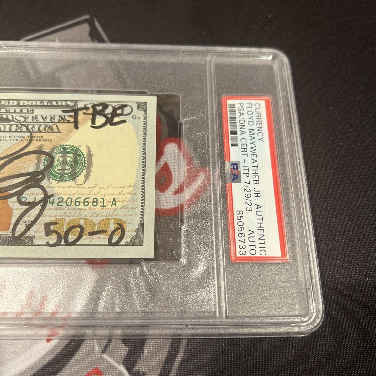 Floyd Mayweather Jr. Signed $100 Bill US Currency x4 Inscription PSA Auth Auto C