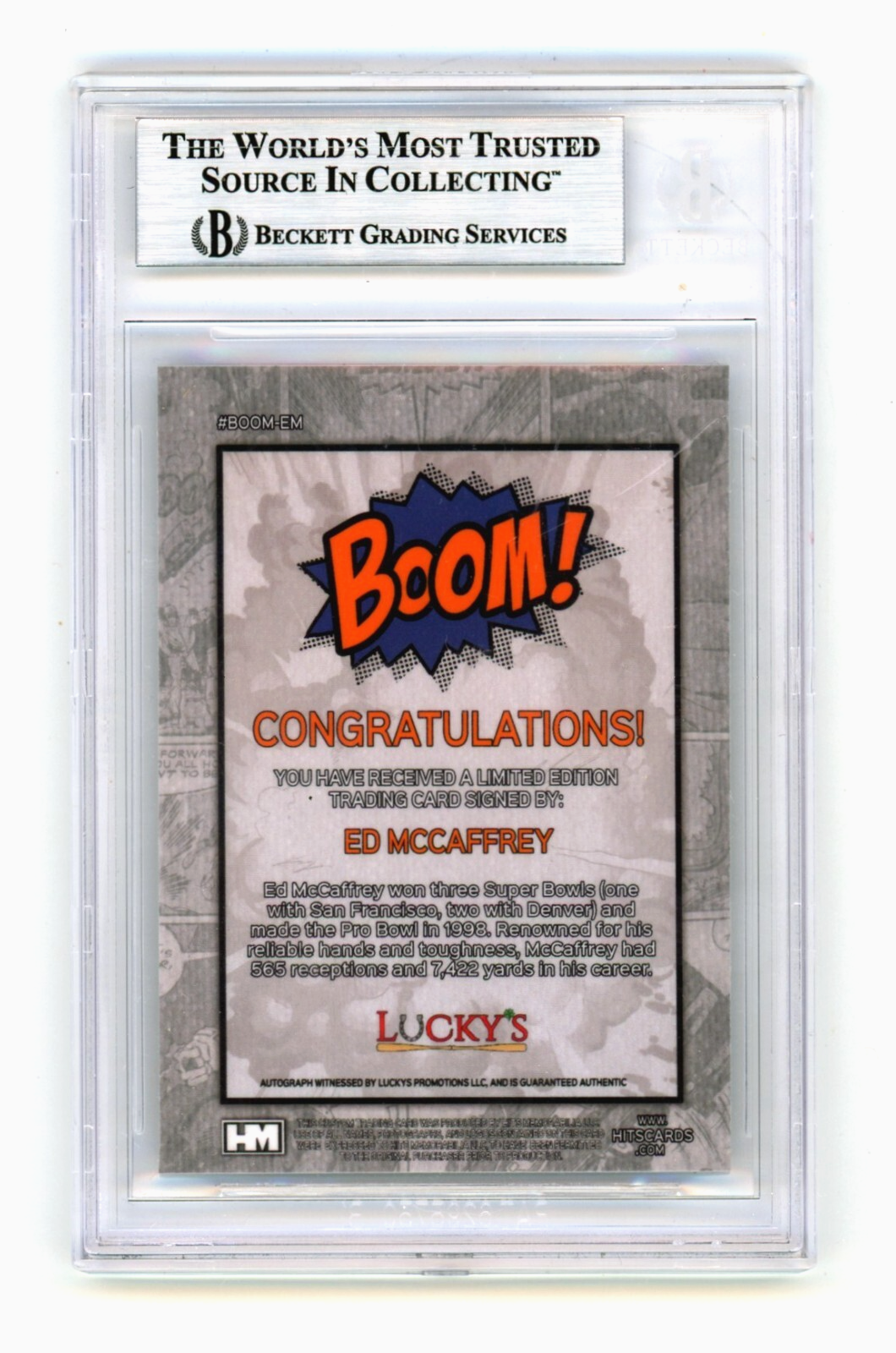 Ed McCaffrey 2024 Hits Memorabilia BOOM Silver Signed BGS BAS Auto Denver