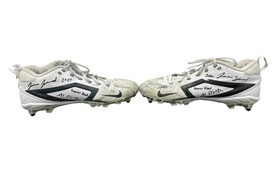 Jamien Sherwood Signed 2024 Game Used Football Cleats (PAIR) Beckett Wit BAS COA