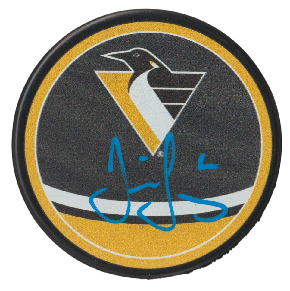 Jaromir Jagr Signed Penguins Reverse Retro Puck Beckett Witness BAS COA