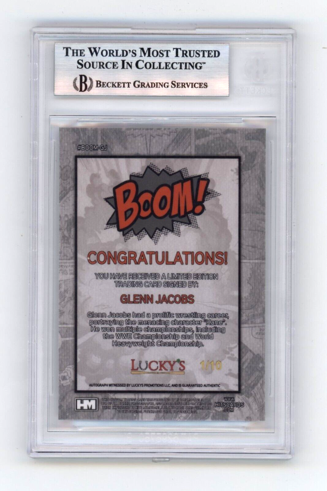 Glenn Jacobs KANE 2024 Hits Memorabilia BOOM Silver #/10 Signed BGS BAS Auto