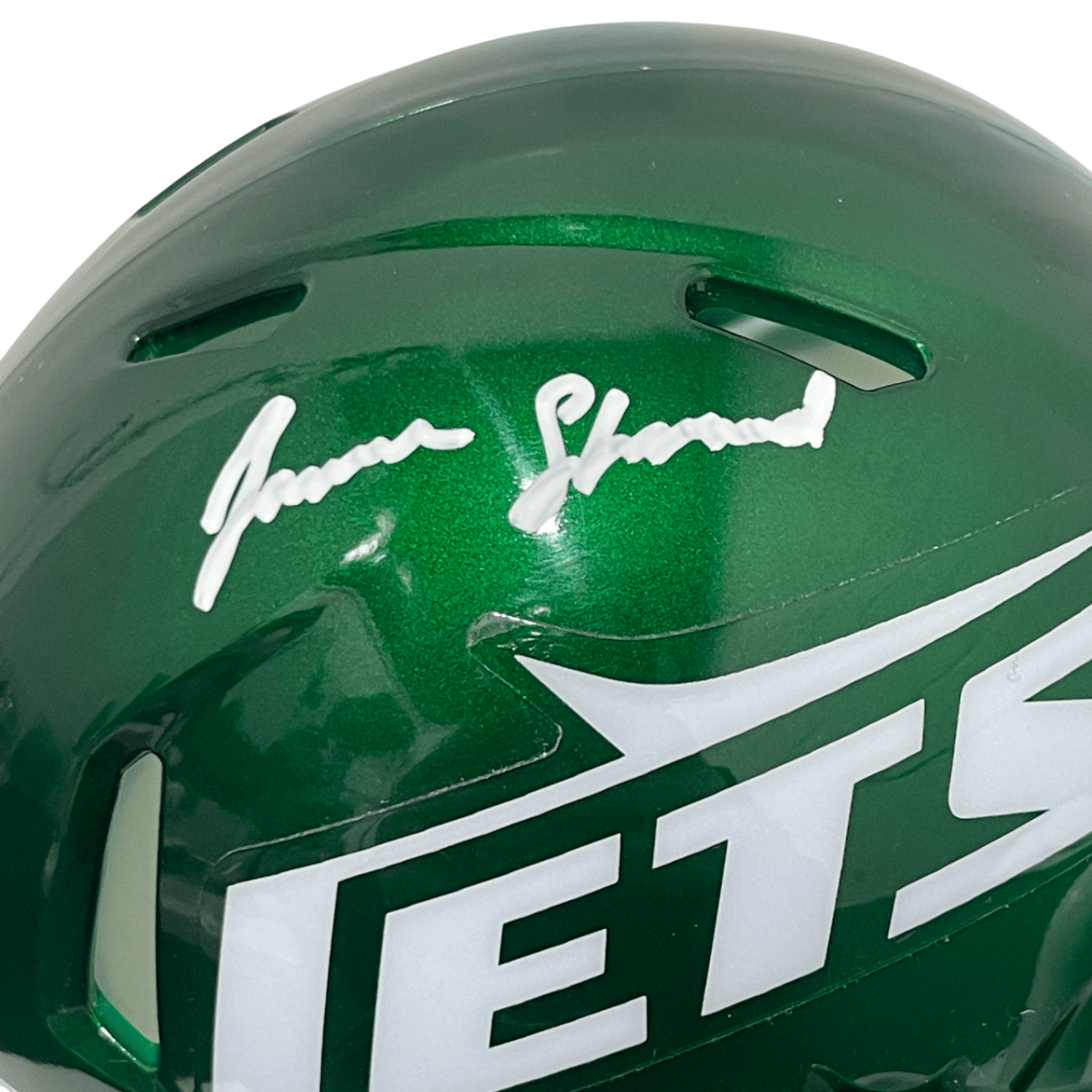Jamien Sherwood Signed New York Jets Speed Mini Helmet Beckett Witness BAS COA