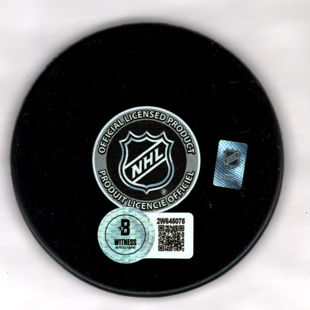 Brett Hull Signed Auto Blues 50th Anniversary Puck w/ HOF 2009 Beckett W BAS COA