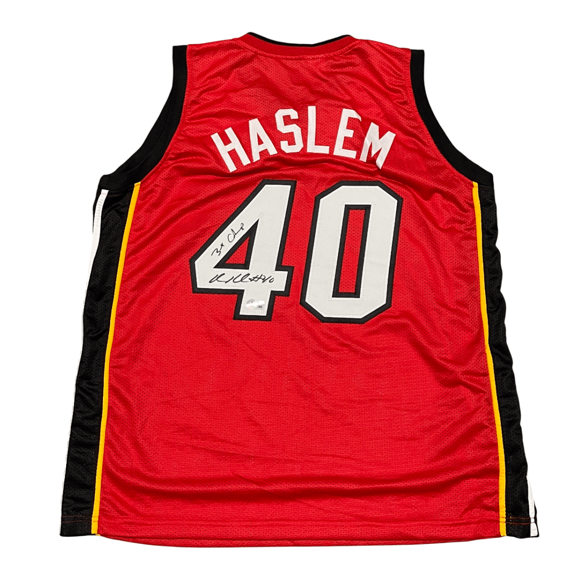 Udonis Haslem Signed Miami Heat Custom Jersey w/ 3 Champs Beckett W BAS COA