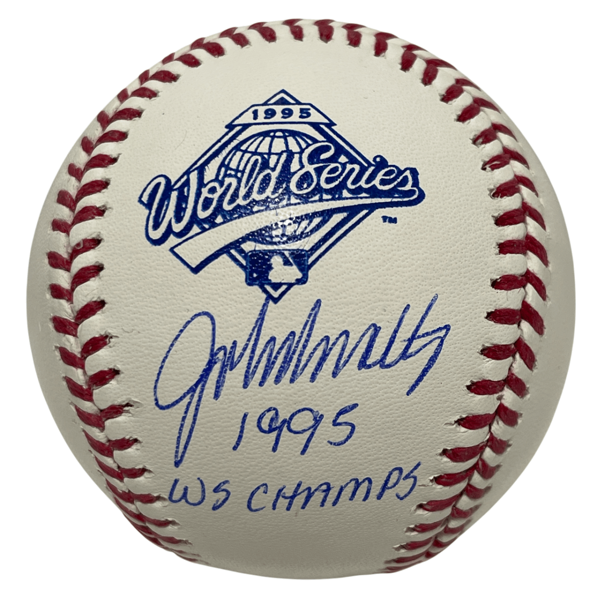 John Smoltz Signed Auto 1995 WS ROMLB Baseball w/ 1995 WS Champs Beckett BAS COA