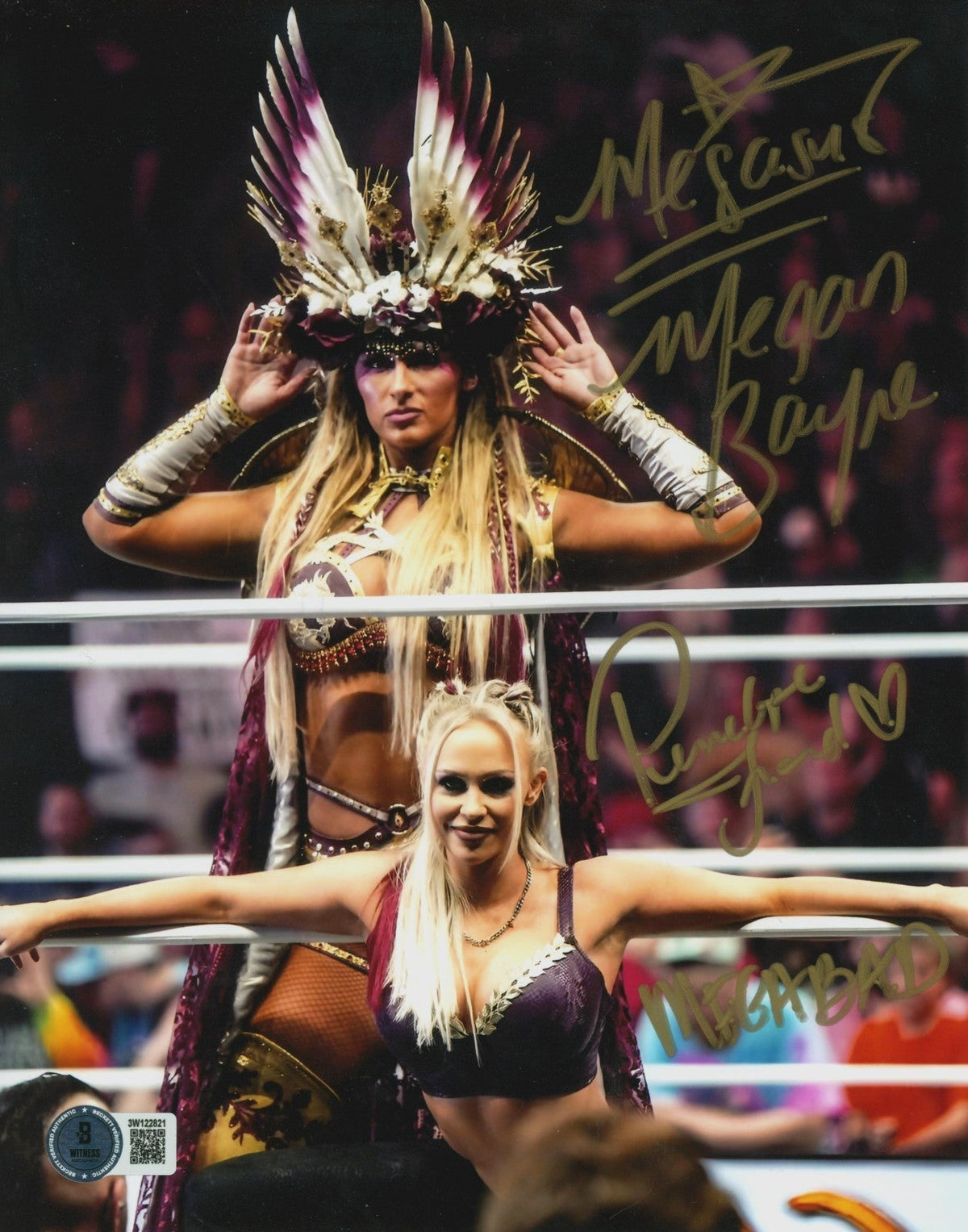Penelope Ford &amp; Megan Bayne Signed AEW 8x10 Photo w/ 2 Ins Beckett W BAS COA #2