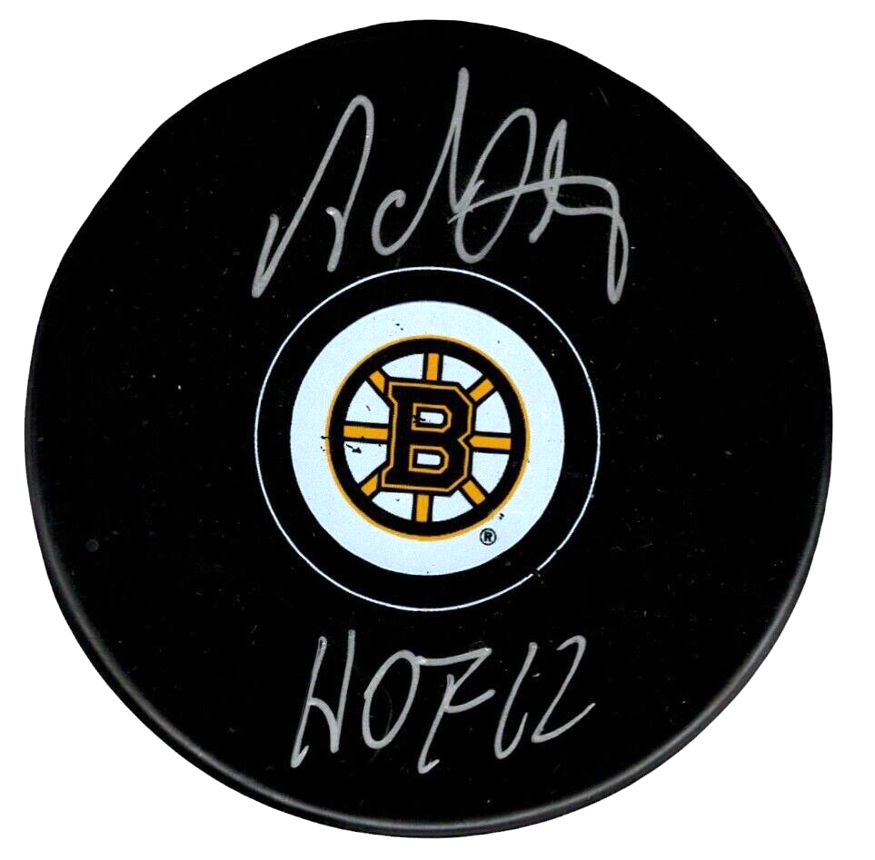 Adam Oates Signed Boston Bruins Puck w/ HOF 12 Beckett Witness BAS COA