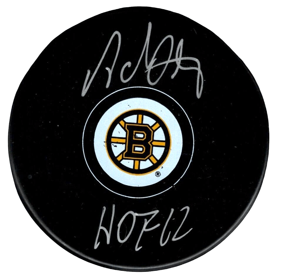Adam Oates Signed Boston Bruins Puck w/ HOF 12 Beckett Witness BAS COA