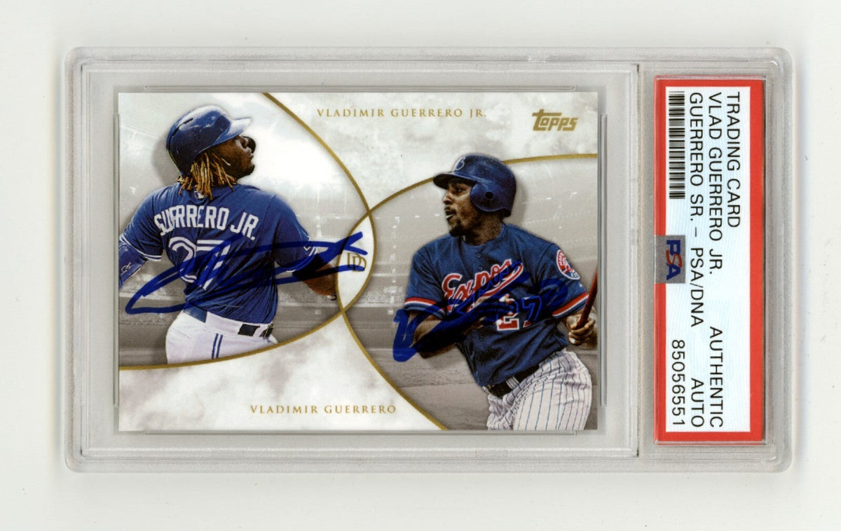 Vladimir Guerrero Jr. &amp; Sr. 2019 Topps Dynamic Duals Signed PSA Authentic Auto