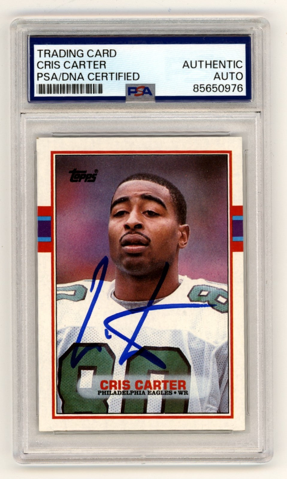 Cris Carter 1989 Topps Football #121 Signed Rookie RC PSA Authentic Auto Eagles
