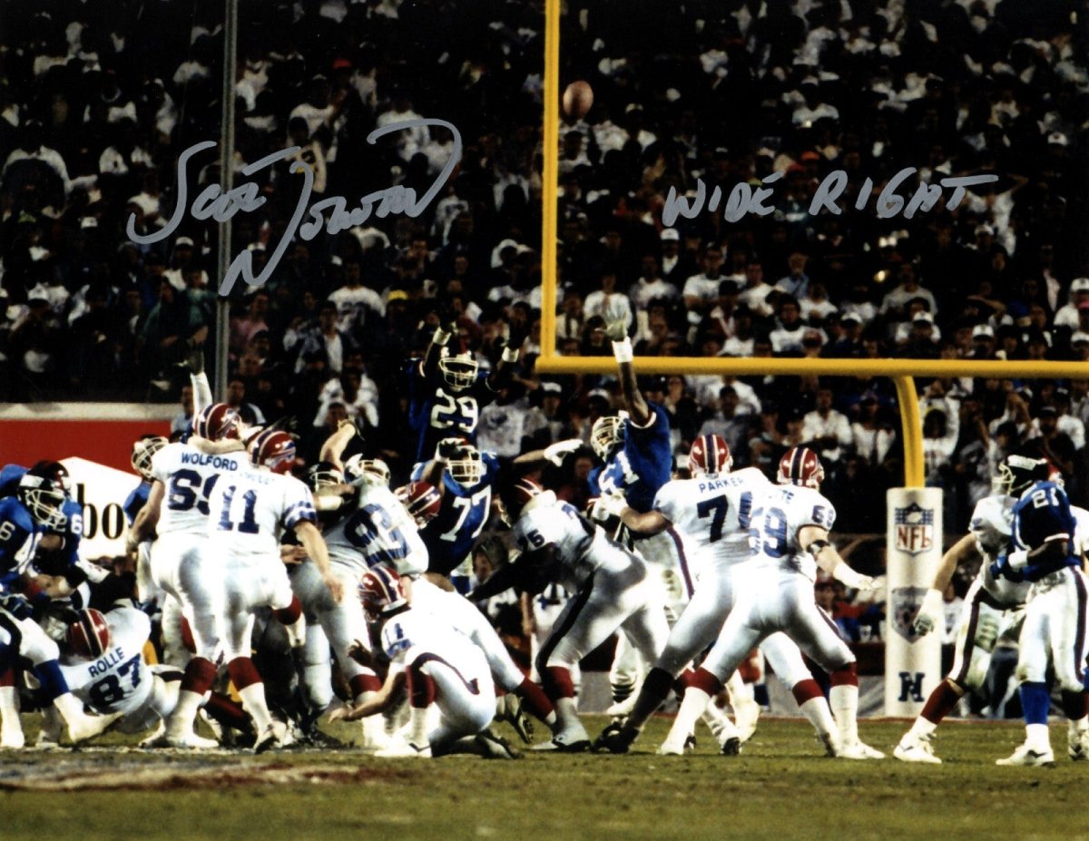 Scott Norwood Signed Buffalo Bills 8x10 Photo w/ Wide Right LSCM COA #1
