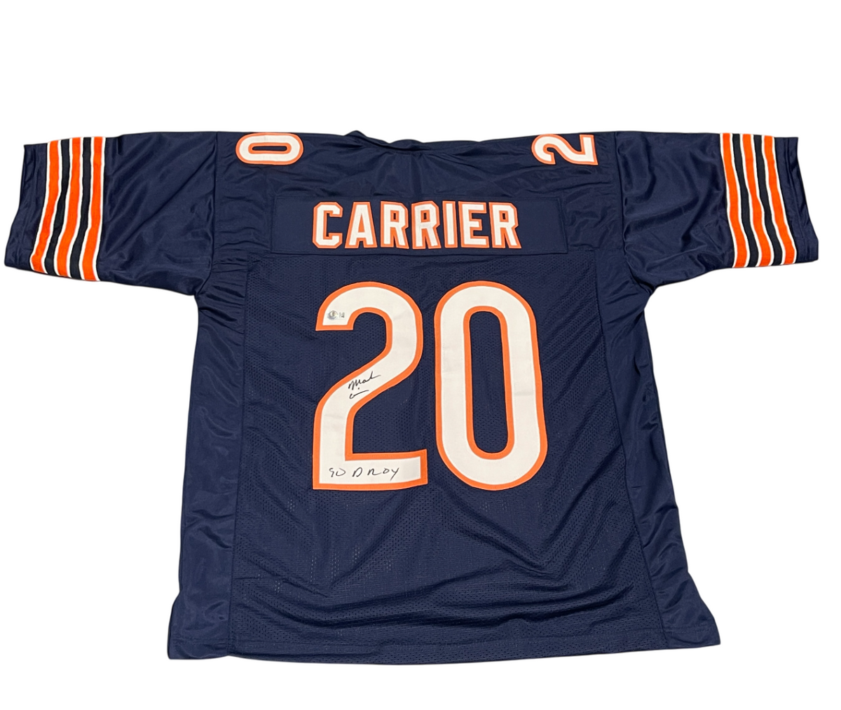 Mark Carrier Signed Bears Custom Jersey w/ 90 DROY Beckett Witness BAS COA