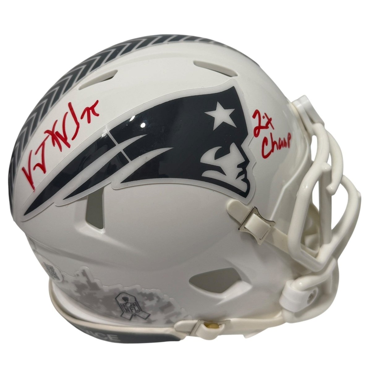 Vince Wilfork Signed Patriots Salute Mini Helmet w/ 2x Champ Ins JSA Witness COA