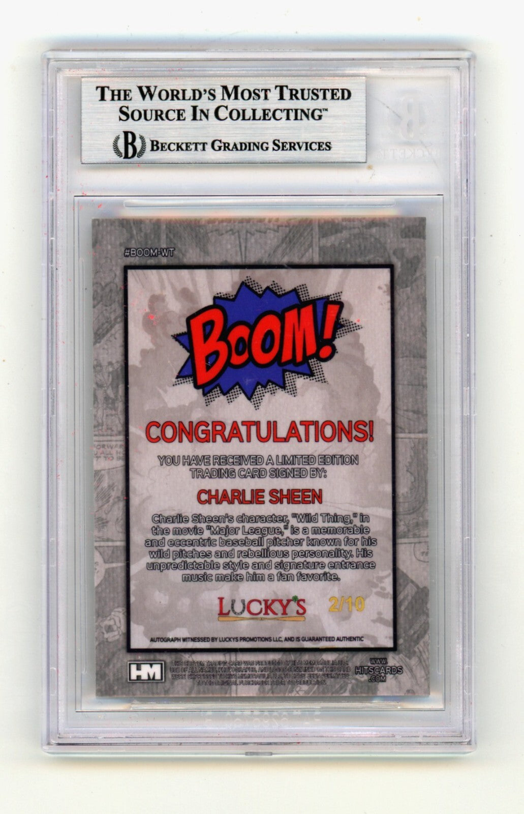 Charlie Sheen 2024 Hits Memorabilia BOOM Gold /10 Signed BGS BAS Auto Wild Thing