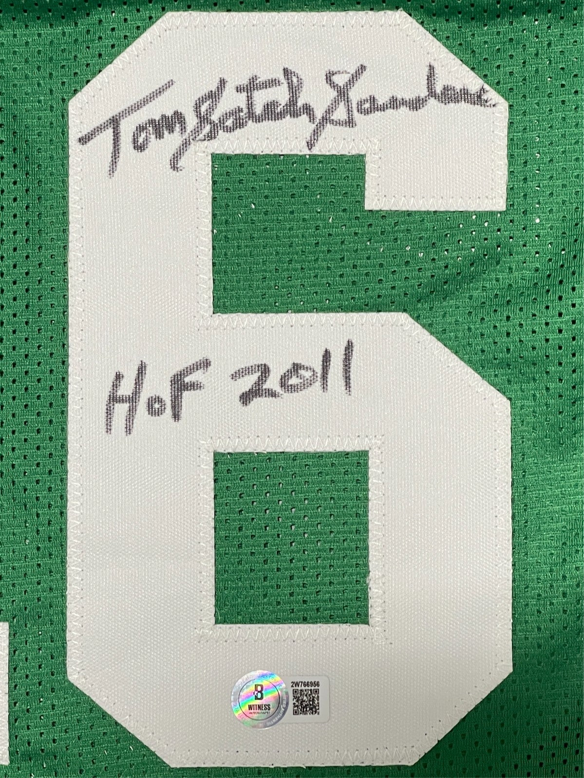 Tom "Satch" Sanders Signed Celtics Custom Jersey w/ HOF 2011 Beckett Wit BAS COA