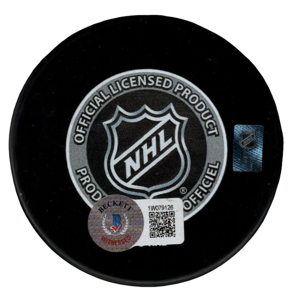 Kevin Stevens Signed Penguins 1992 Cup Puck w/ 91-92 Cup Beckett Witness BAS COA