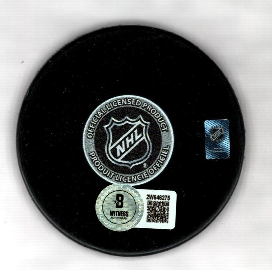 Adam Oates Signed Auto Bruins 100th Anniversary Puck w/ HOF 12 Beckett BAS COA