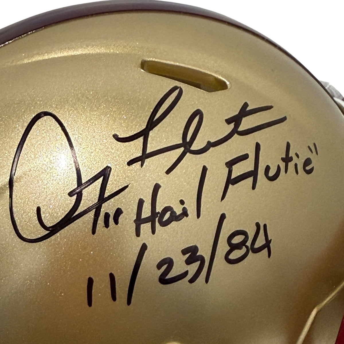 Doug Flutie Signed Boston College Speed Mini Helmet w/ Hail Flutie JSA Wit COA