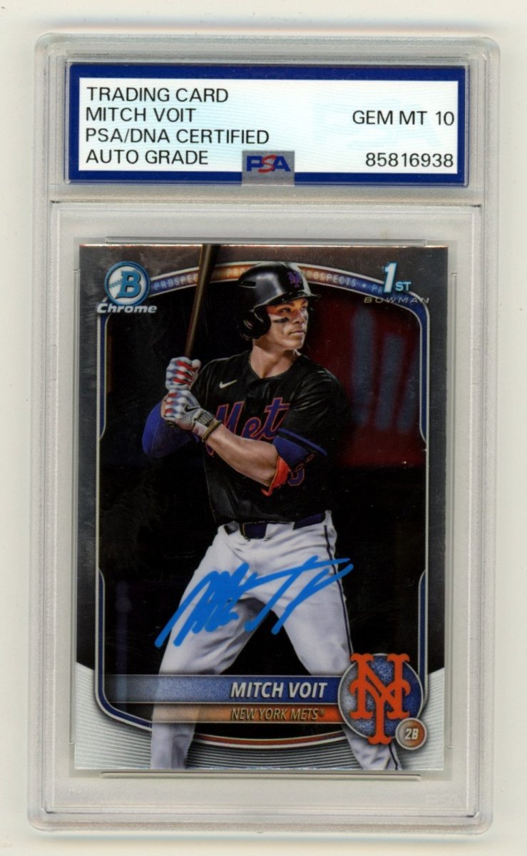 Mitch Voit 2025 Bowman Chrome #BDC-71 Signed 1st Prospect RC PSA 10 Auto Mets