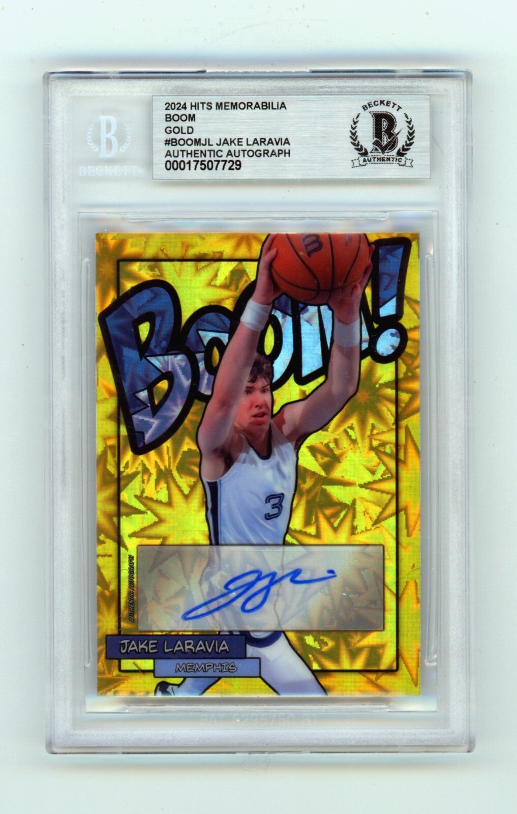 Jake LaRavia 2024 Hits Memorabilia BOOM Gold /10 Signed BGS BAS Auto Memphis