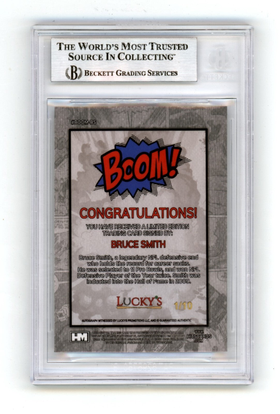 Bruce Smith 2024 Hits Memorabilia BOOM Silver #/10 Signed BGS BAS Auto Bills
