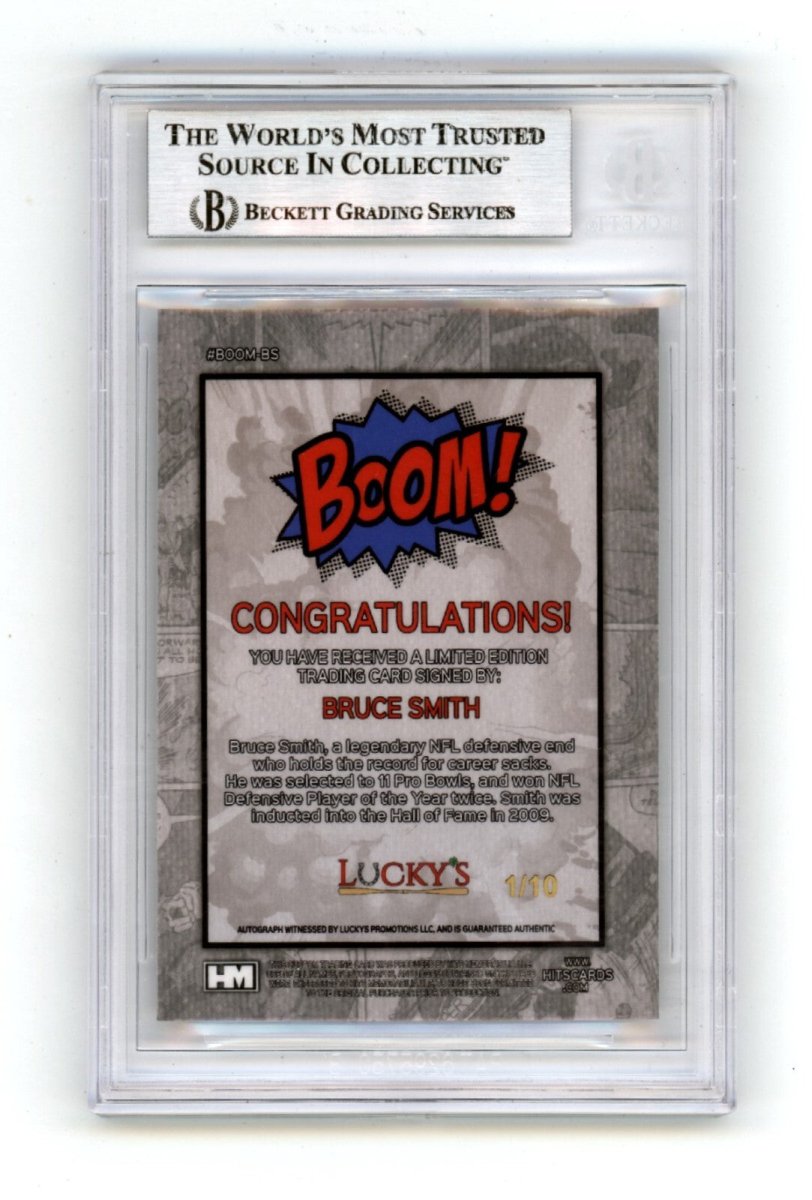 Bruce Smith 2024 Hits Memorabilia BOOM Silver #/10 Signed BGS BAS Auto Bills