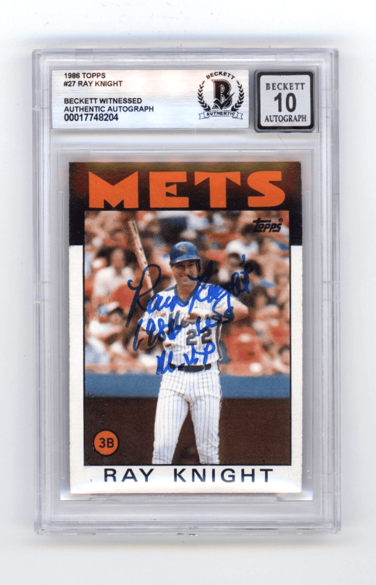 Ray Knight 1986 Topps #27 Signed w/ 1986 WS MVP Beckett BGS 10 Auto NY Mets
