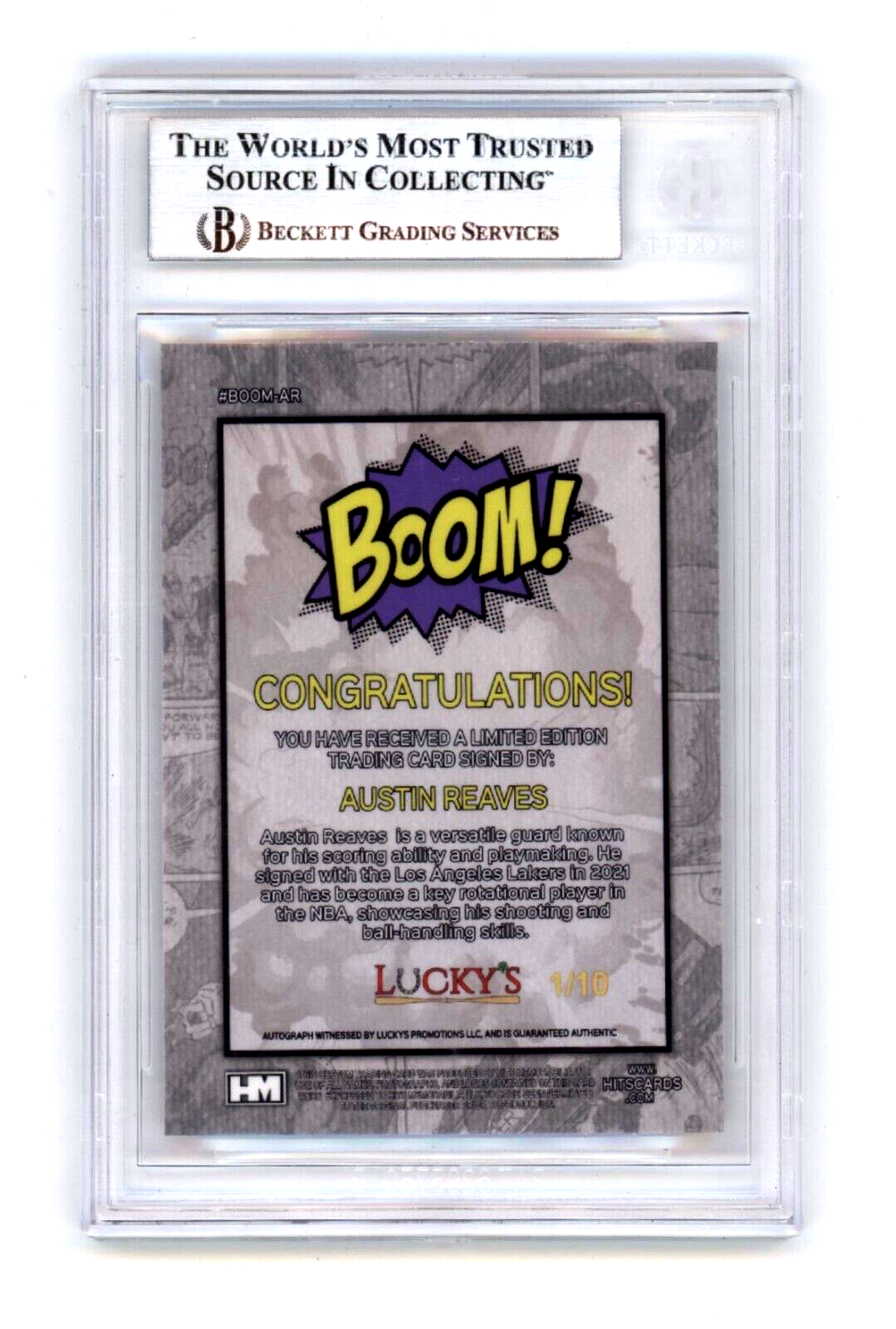 Austin Reaves 2024 Hits Memorabilia BOOM Gold #/10 Signed BGS BAS Auto Lakers
