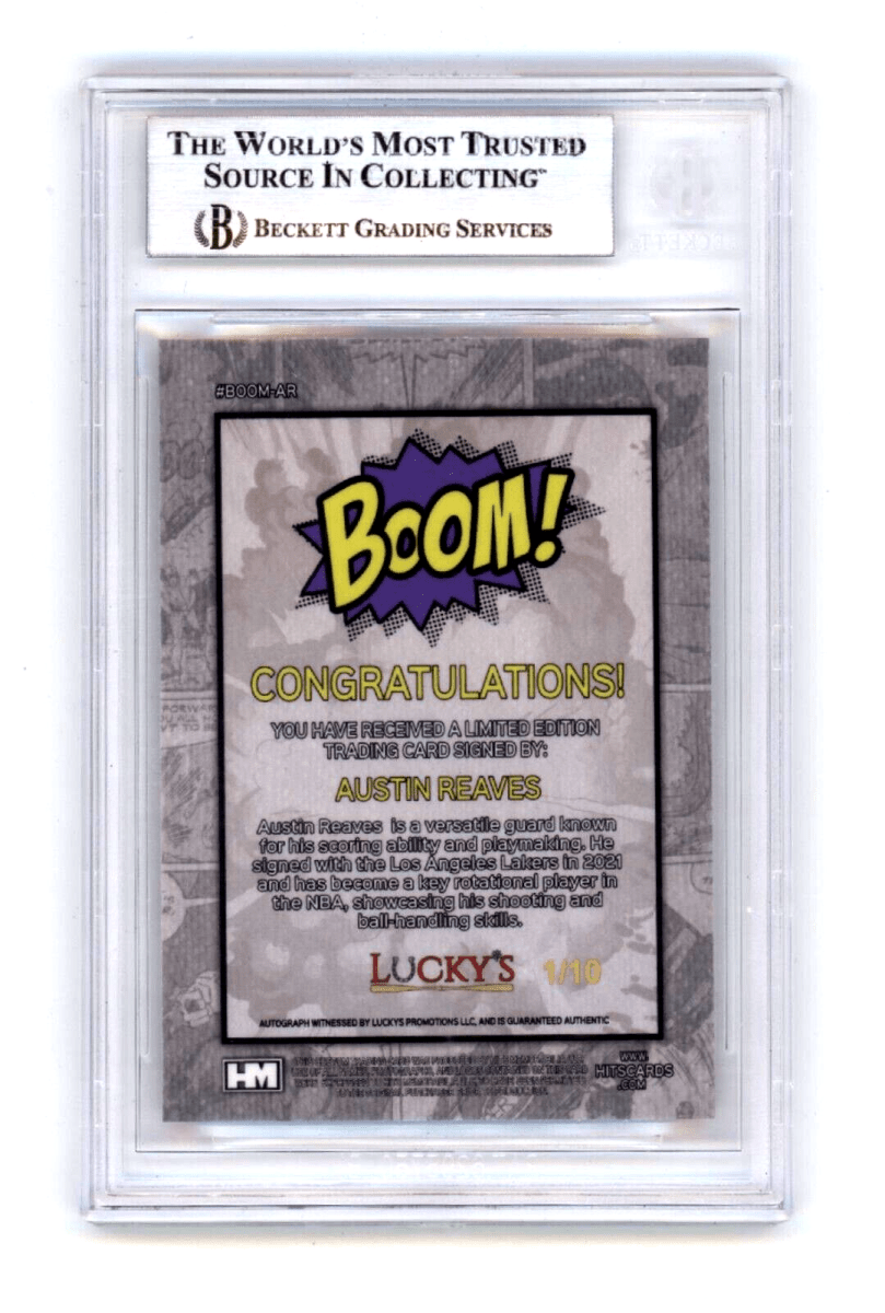 Austin Reaves 2024 Hits Memorabilia BOOM Gold #/10 Signed BGS BAS Auto Lakers