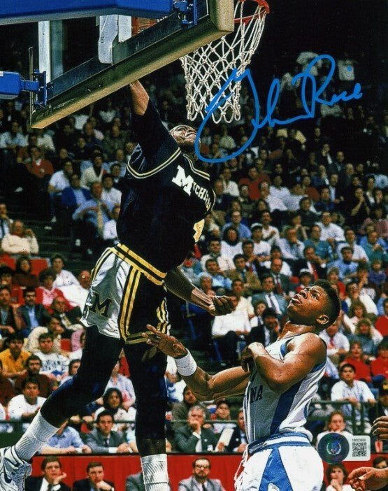 Glen Rice Signed Autographed Michigan 8x10 Photo Beckett Witness BAS COA