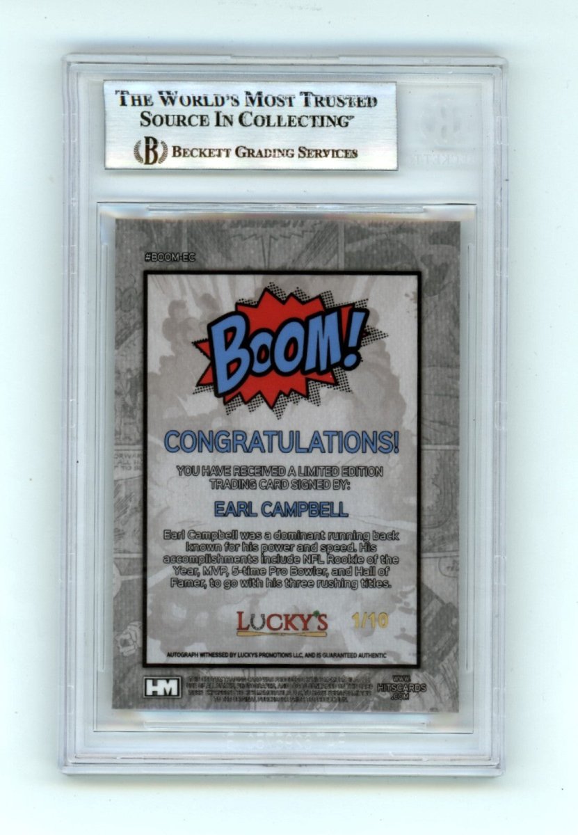Earl Campbell 2024 Hits Memorabilia BOOM Gold #/10 Signed BGS BAS Auto Oilers
