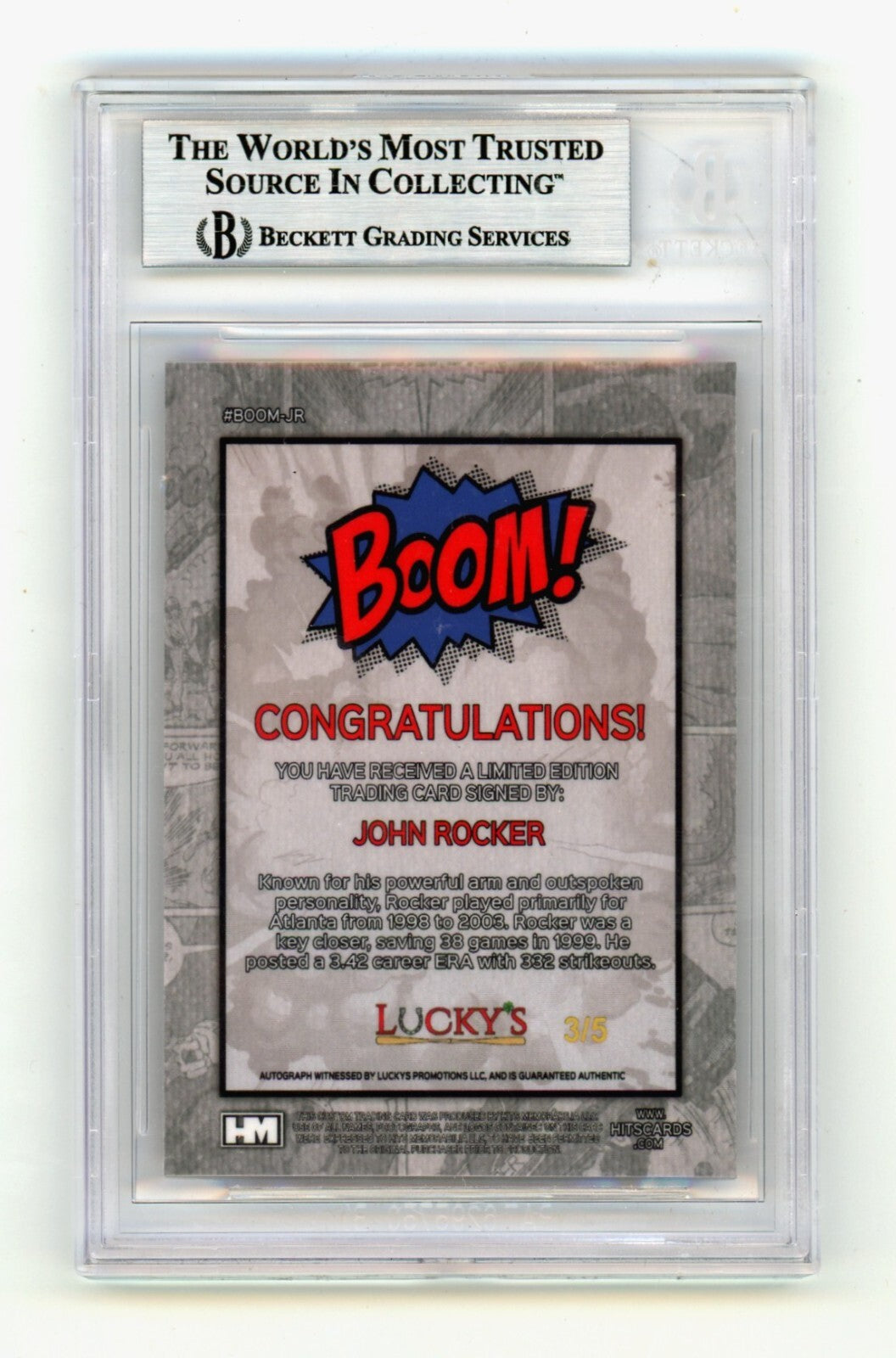 John Rocker 2024 Hits Memorabilia BOOM Red /5 Signed BGS BAS Auto Atlanta Braves