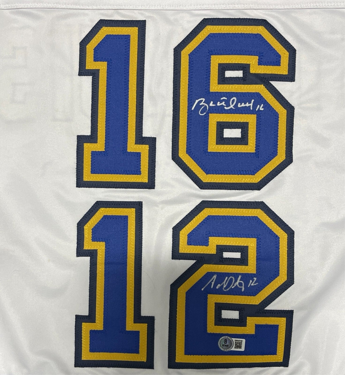 Brett Hull &amp; Adam Oates Signed Auto Blues Custom Jersey Beckett Witness BAS COA