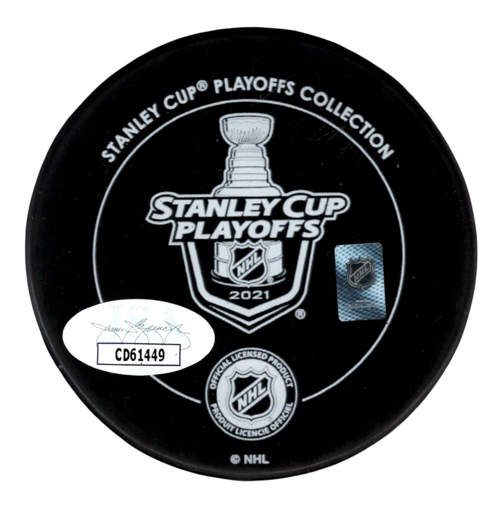 Andrei Vasilevskiy Signed Tampa Bay Lightning 2021 Stanley Cup Logo Puck JSA COA