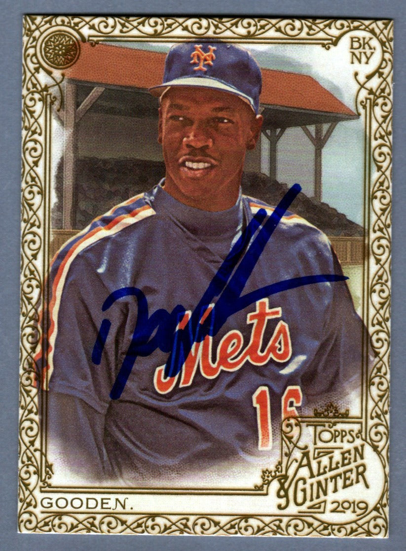 Dwight Doc Gooden Signed 2019 Topps Allen &amp; Ginter Gold Hot Box #274 LSCM COA