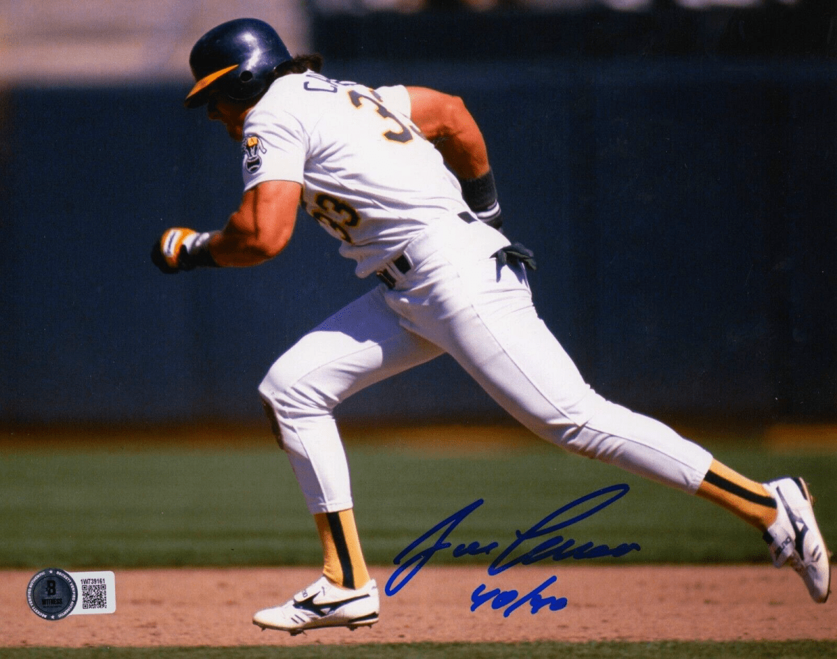 Jose Canseco Signed Athletics 8x10 Running Photo w/ 40/40 Beckett W BAS COA #2