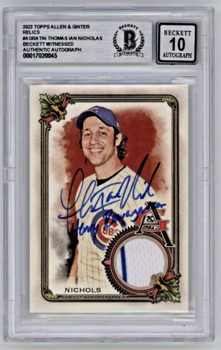 Thomas Ian Nicholas 2023 Allen &amp; Ginter Relic Pinstripe Signed BAS BGS 10 Auto
