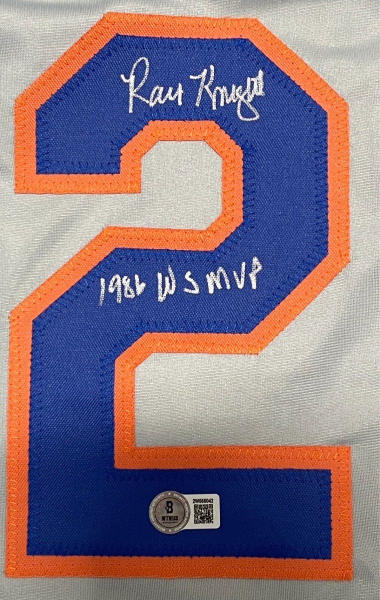 Ray Knight Signed New York Mets Custom Jersey w/ 1986 WS MVP Beckett Wit BAS COA