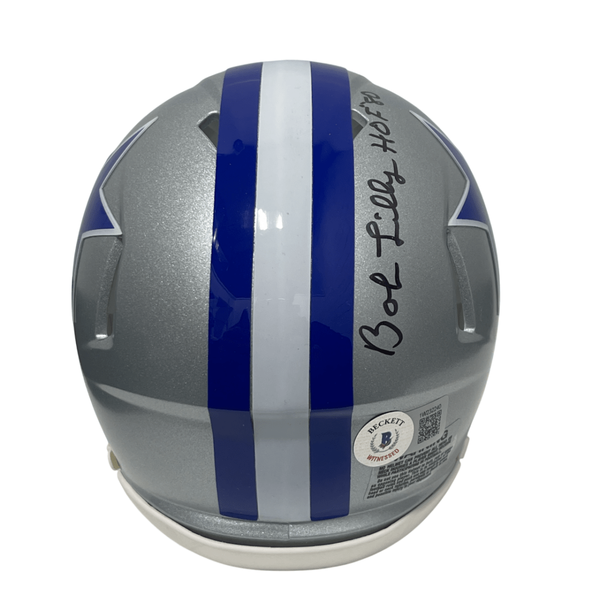 Bob Lilly Signed TB 64-66 Cowboys Mini Helmet w/ 4 Ins Beckett Witness BAS COA