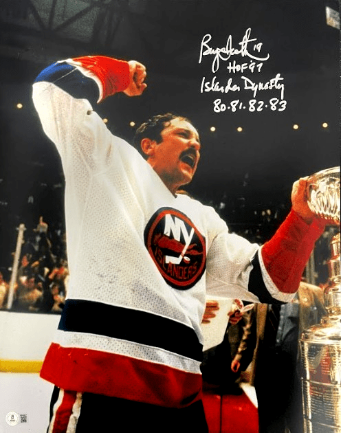 Bryan Trottier Signed New York Islanders 16x20 Photo Ins Beckett Witness BAS COA