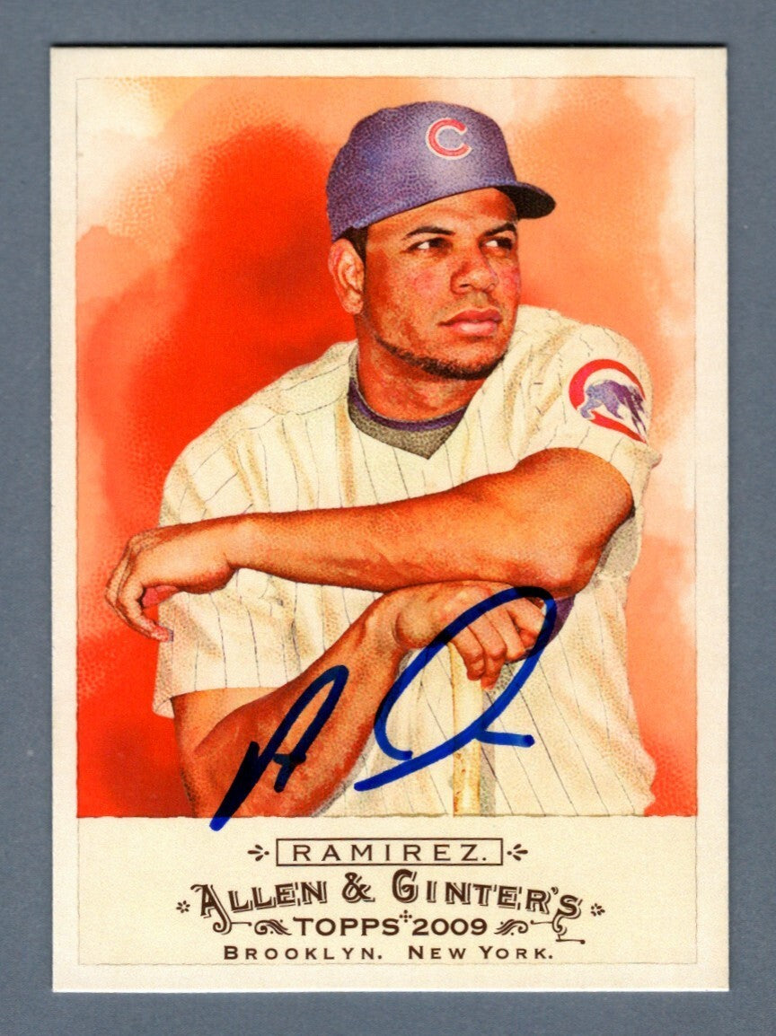 Aramis Ramirez Signed 2009 Topps Allen &amp; Ginter #255 LSCM COA Chicago Cubs
