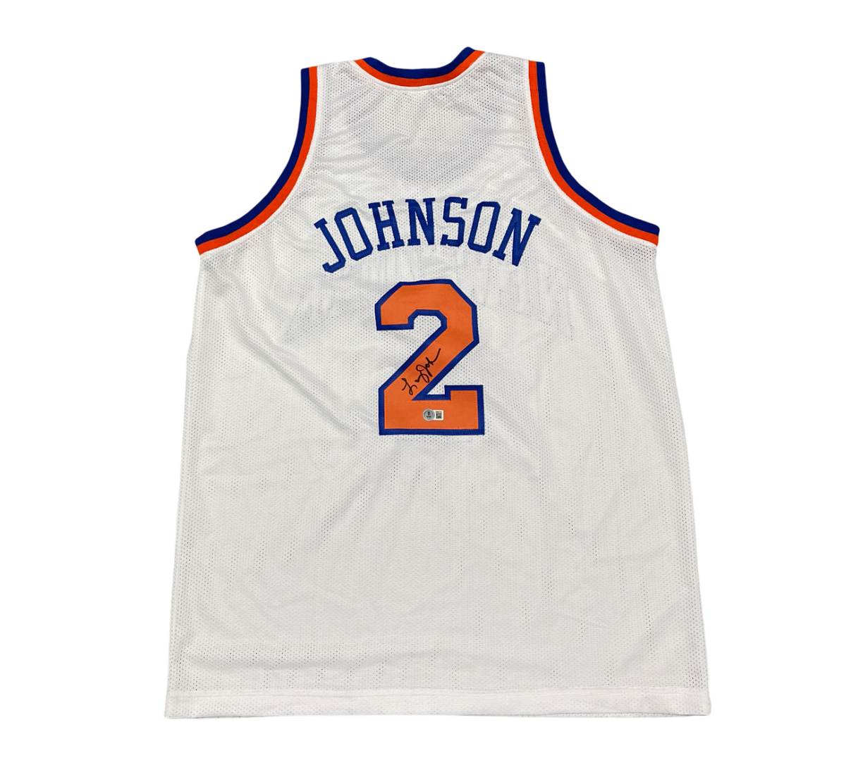 Larry Johnson Signed Auto New York Knicks Custom Jersey Beckett BAS COA